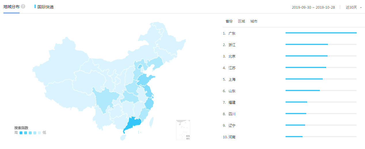 國際快遞地域分布圖